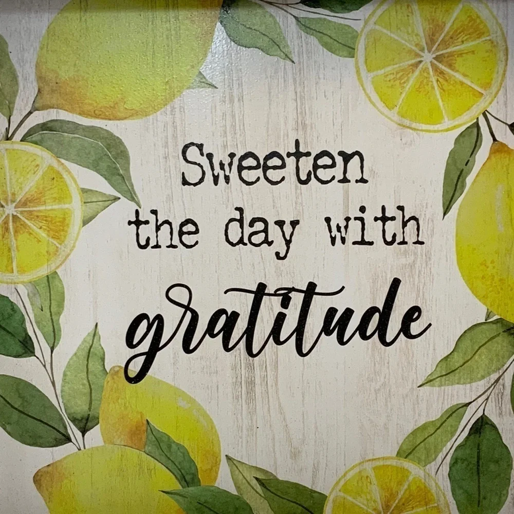 Square Wood Tray Lemons Sweeten the Day With Gratitude Multi Purpose Decorative